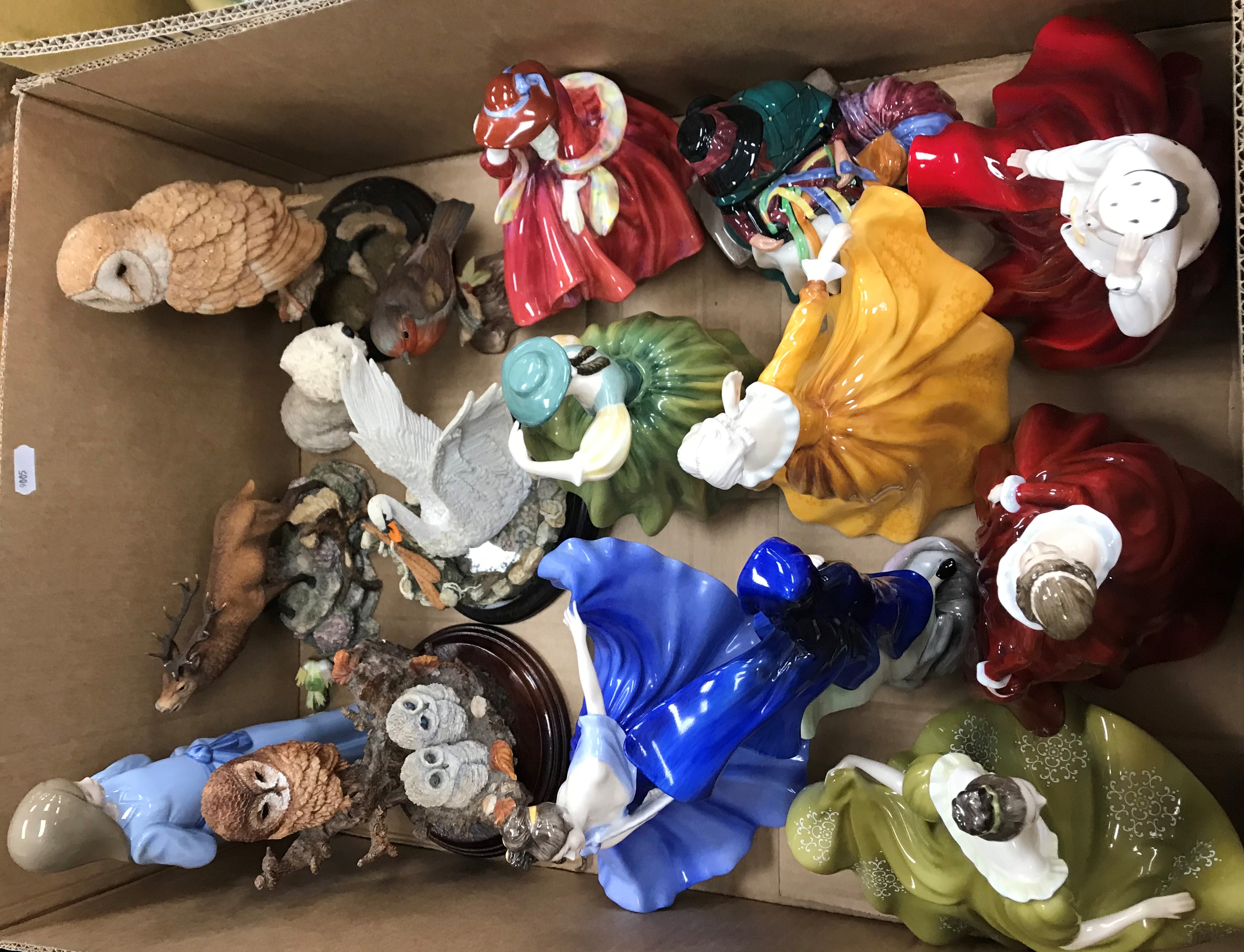 A box containing assorted figurines to include Royal Doulton "Gail" (HN2937), - Image 2 of 2
