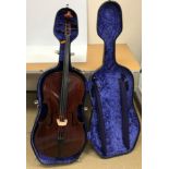 A Gerhard Meinel cello together with a Swiss "Allegro" bow and another similar "Stentor" bow and