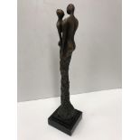 A modern bronze sculpture of entwined figures "Two Souls", by Jennine Parker, limited edition No'd.
