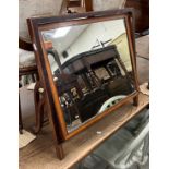 A 19th Century mahogany and satinwood banded, ebony and satinwood strung dressing mirror,