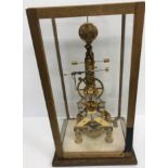 A modern brass skeleton clock with single fusee movement by James Green of Worsham,