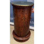 A 19th Century mahogany cylindrical pot cupboard with later tooled and gilded leather insert top