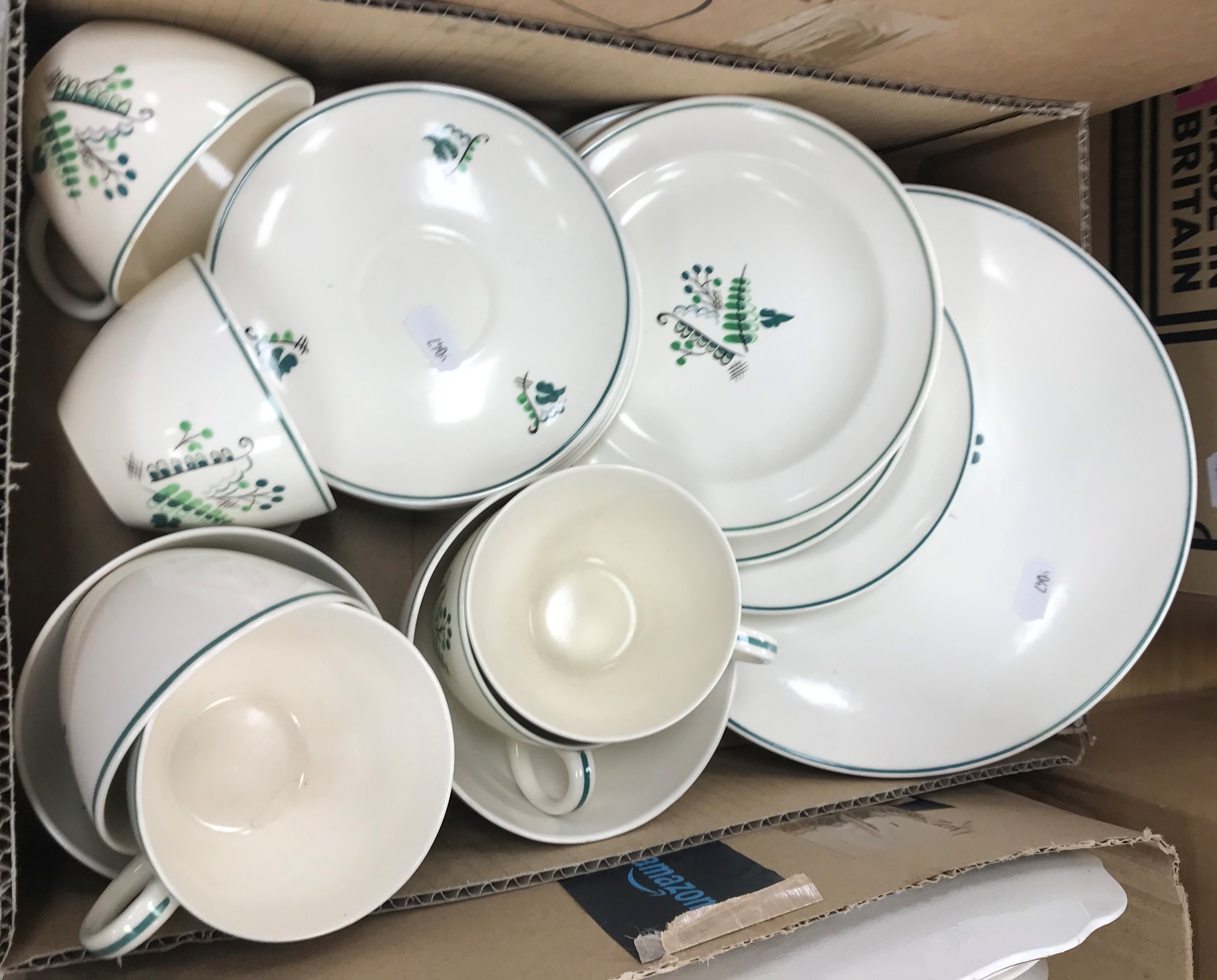 A box of Branksome china tea and coffee wares to include two water/teapots and coffee pot,