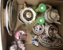 Two boxes of china wares to include Royal Doulton "Ballad Seller" HN2266, floral decorated plates,