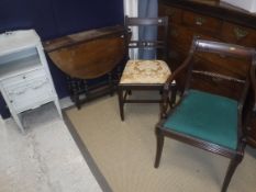 A set of four 19th Century mahogany bar back dining chairs with drop in seats on square legs united