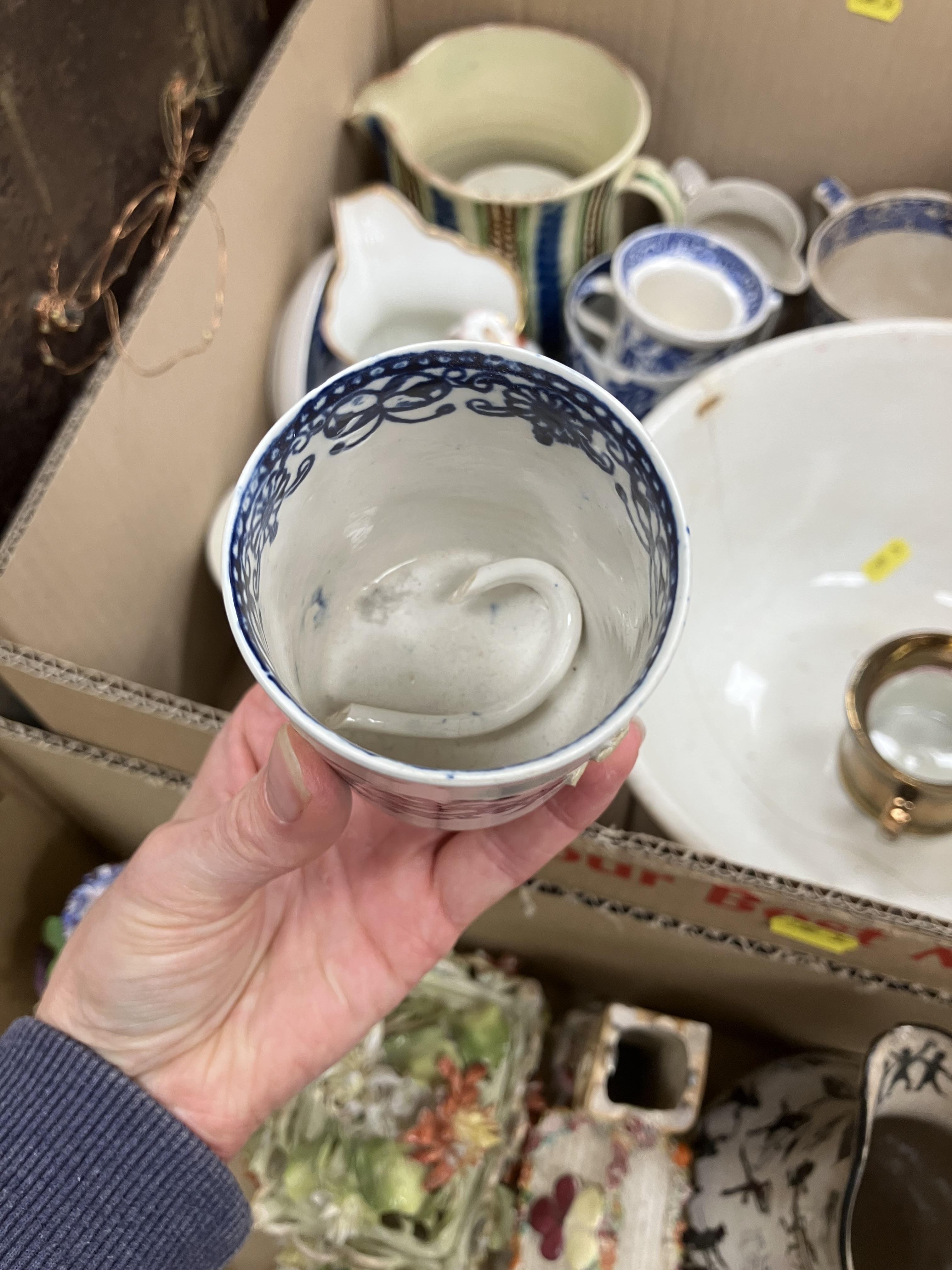 Two boxes of 19th Century and later china to include various lustre decorated jugs, Sutherland jug, - Image 10 of 16