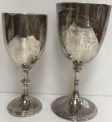 A George V silver presentation trophy goblet of plain form,
