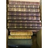A box containing eight leather bound volumes of DICKENS to include "Hard Times",