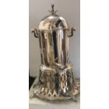 A late Victorian silver plated samovar or tea urn of cylindrical form,