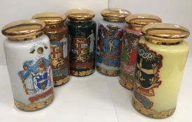 A set of six reproduction pharmaceutical specie jars,