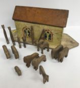 A 19th Century scratch-built Noah's Ark with sixteen various figures,