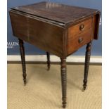 An early 19th Century rosewood Pembroke type work table,