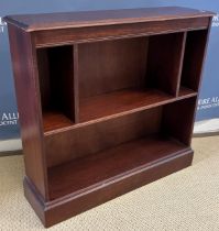 A modern teak open bookcase with adjustable shelving, 75 cm wide x 31 cm deep x 214 cm high,