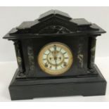 A Victorian black and green marble cased architectural mantel clock,