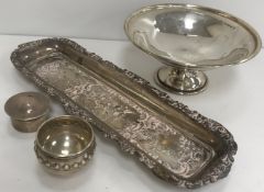 A collection of silver wares comprising a late 20th Century silver pedestal bonbon dish / tazza of