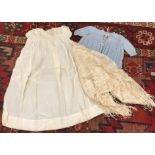 A Utility Christening gown, an Elizabeth II Coronation commemorative hankie,