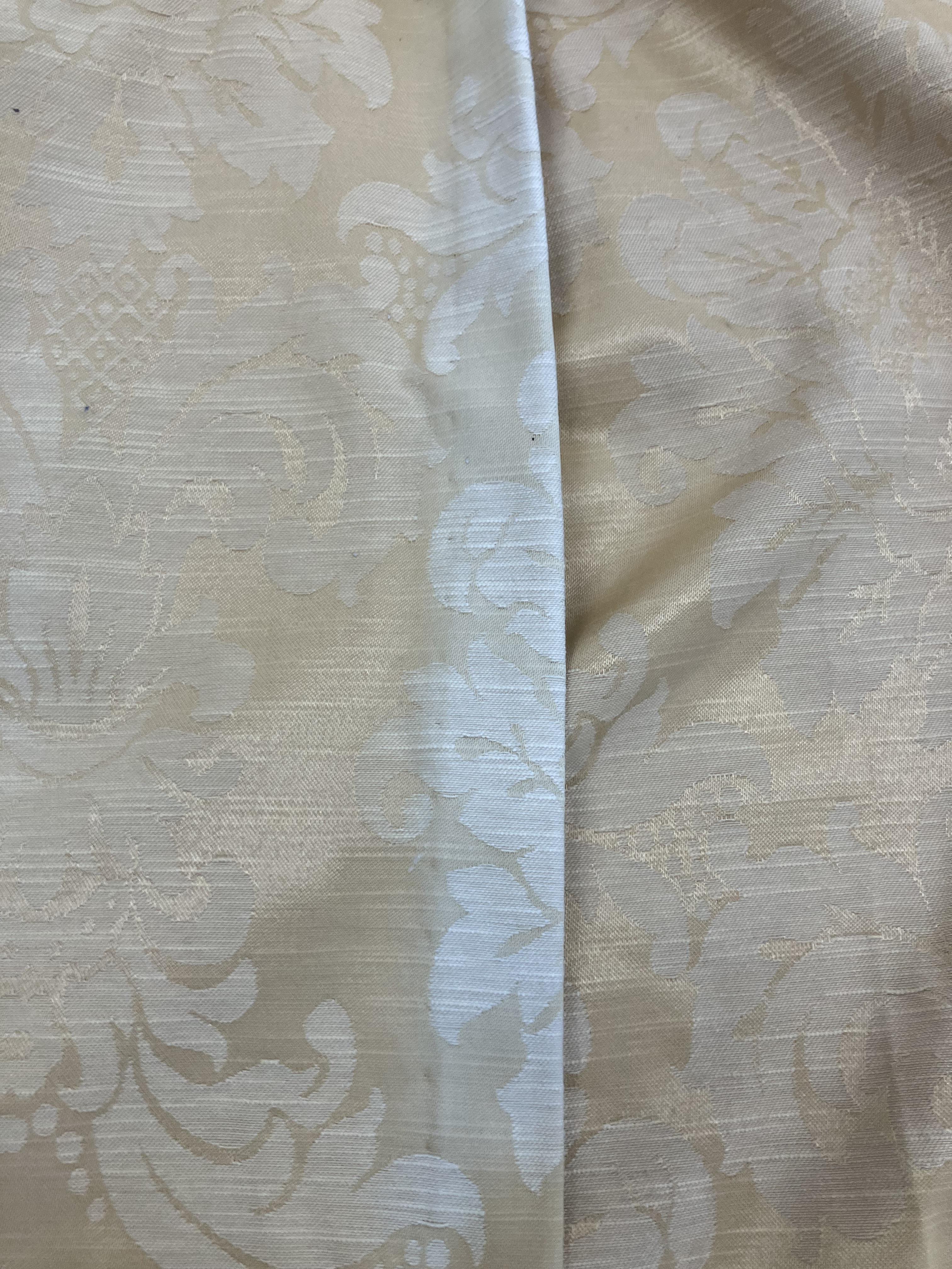 Two pairs of plain gold silk interlined curtains with fixed triple pencil pleat headings 222 cm - Image 4 of 21