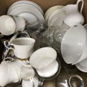 A box containing various china ware to include Royal Albert "Val d'Or", etc.