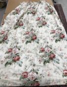 Three Colefax & Fowler Jubilee Rose glazed cotton red and green floral decorated interlined