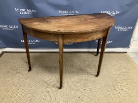 A 19th Century mahogany demilune side table (D end dining table end section) on square tapered legs
