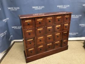 A mahogany chemist's or pharmacist's chest in the 19th Century manner,