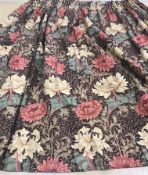 A pair of William Morris for Sanderson "Chrysanthemum" linen type lined curtains with tape pencil