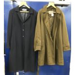 A collection of coats comprising a Paddy Campbell navy blue wool coat size 14,