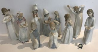 A collection of ten Lladro figures including young girl seated (B17S),