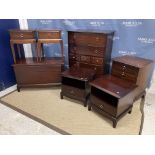 A Stag Minstrel bedroom suite comprising chest of seven drawers 82 cm wide x 47 cm deep x 112 cm