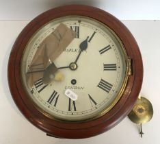 A circa 1900 mahogany cased wall dial clock,