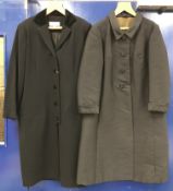 A collection of clothing comprising a Sarah Spencer of London black coat,