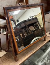 A 19th Century mahogany and satinwood banded, ebony and satinwood strung dressing mirror,