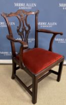 A 19th Century Chippendale design mahogany carver chair,