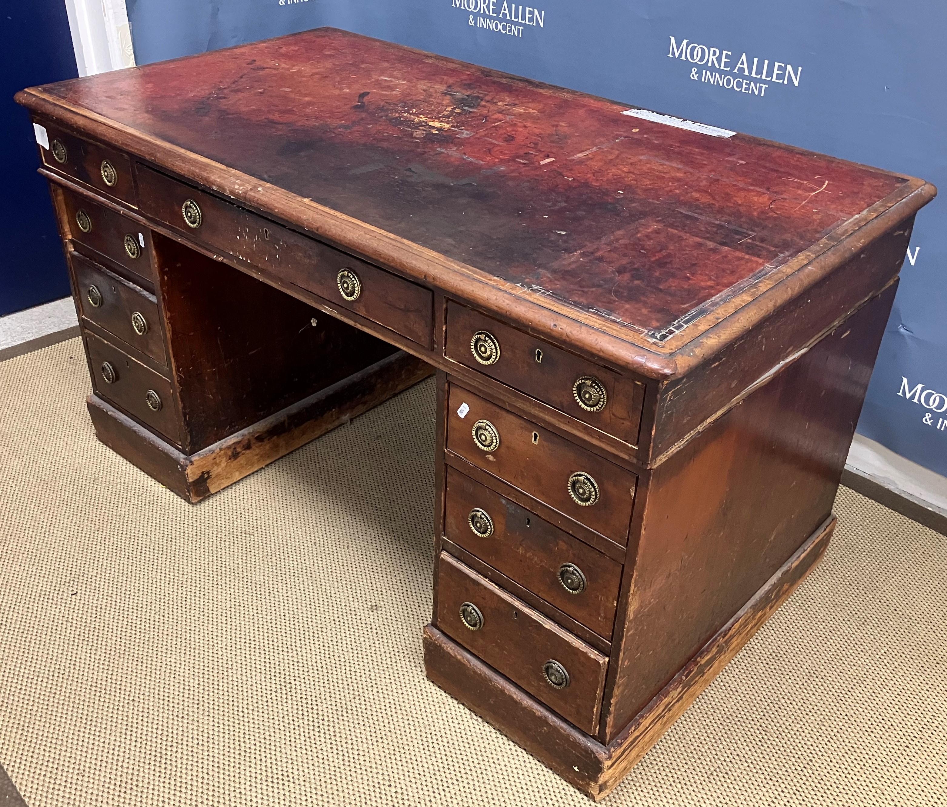 A Victorian mahogany double pedestal desk,