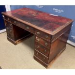 A Victorian mahogany double pedestal desk,