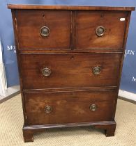 A 19th Century mahogany chest of two short over two long drawers on bracket feet, 63.5 cm wide x 45.