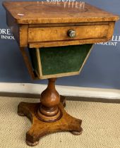 A Victorian burr walnut veneered work table,