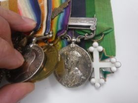 An early 20th Century bar of nine medals, together with miniatures of same, awarded to Lieut.