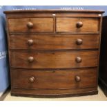 A 19th Century mahogany bow fronted chest of two short over three long graduated drawers,