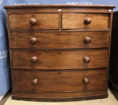 A 19th Century mahogany bow fronted chest of two short over three long graduated drawers,