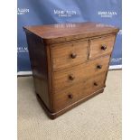 A Victorian mahogany chest of two short over two long drawers 88 cm wide x 47 cm deep x 90 cm high,