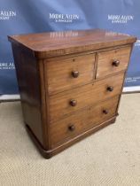 A Victorian mahogany chest of two short over two long drawers 88 cm wide x 47 cm deep x 90 cm high,