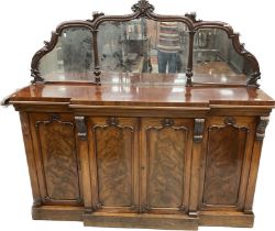 A Victorian mahogany breakfront sideboard,