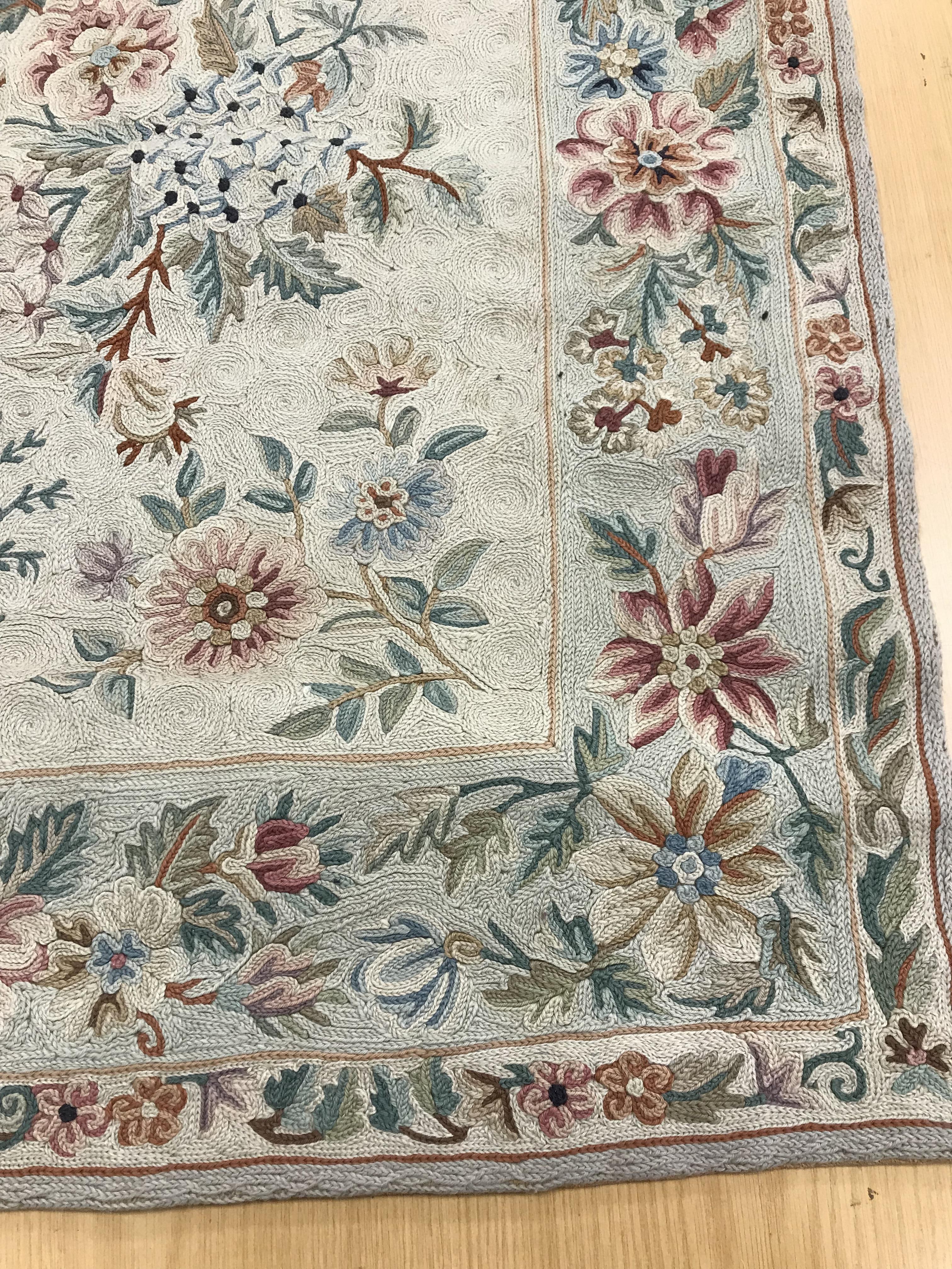 A crewel work panel with all-over foliate design and floral decorated border, - Image 4 of 12