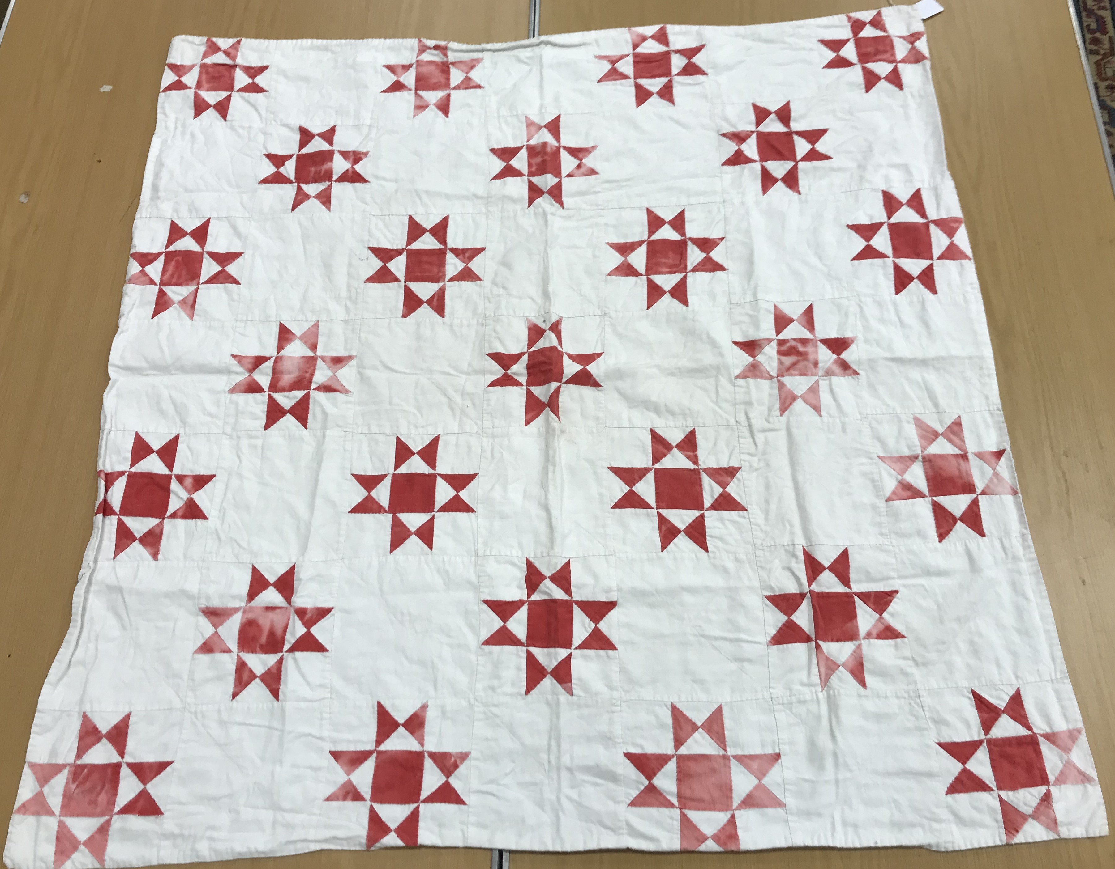 Three circa 1900 quilts comprising one hand-stitched patchwork quilt with white ground and - Image 22 of 28