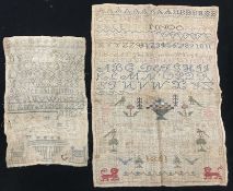 A Victorian sampler by "Jane Andean Age 10, dated 1861",