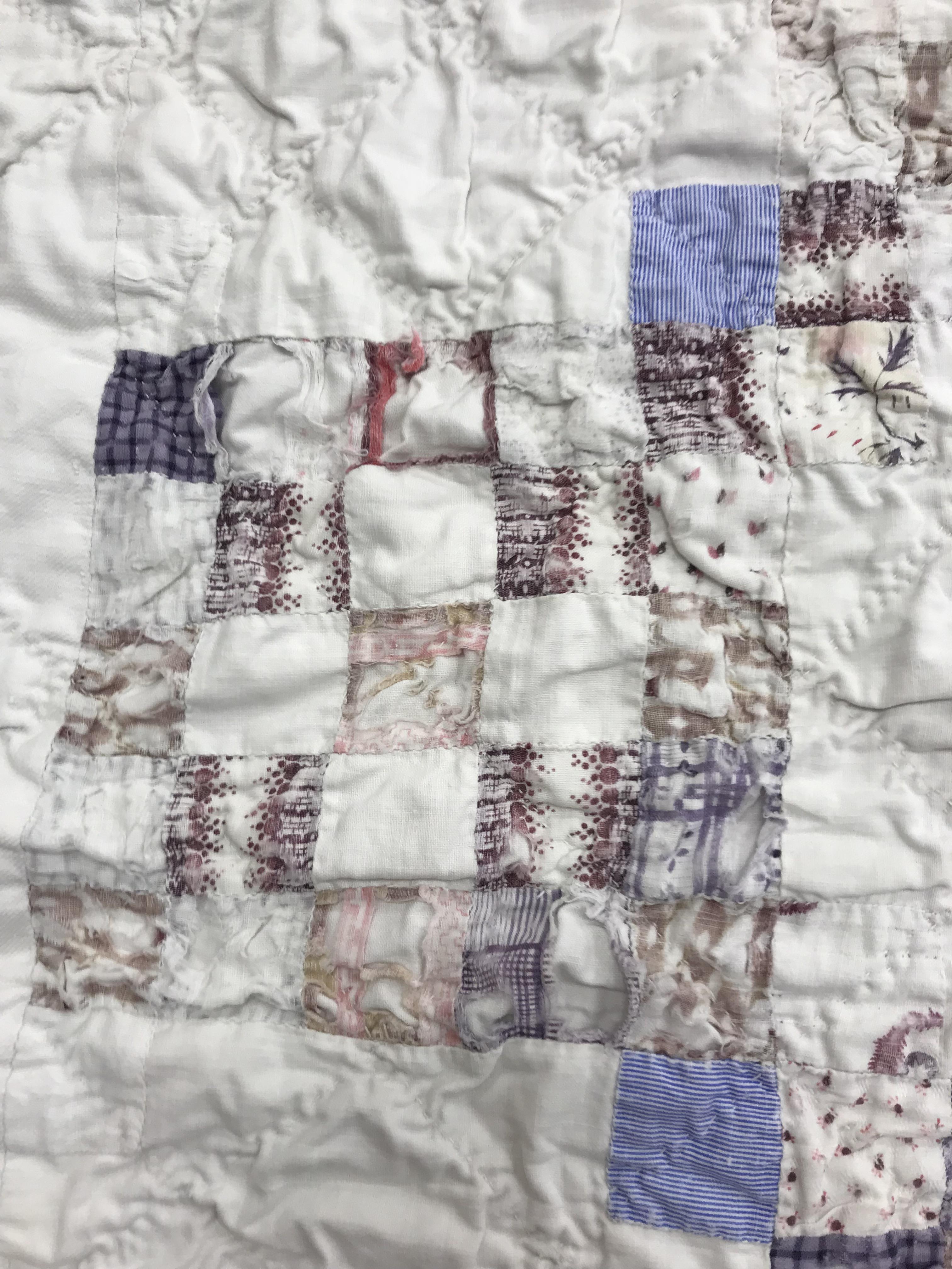 Three circa 1900 quilts comprising one hand-stitched patchwork quilt with white ground and - Image 5 of 28