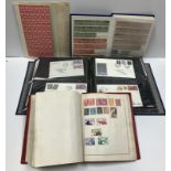 A box of various stamps to include four first day cover albums, an album of world stamps,