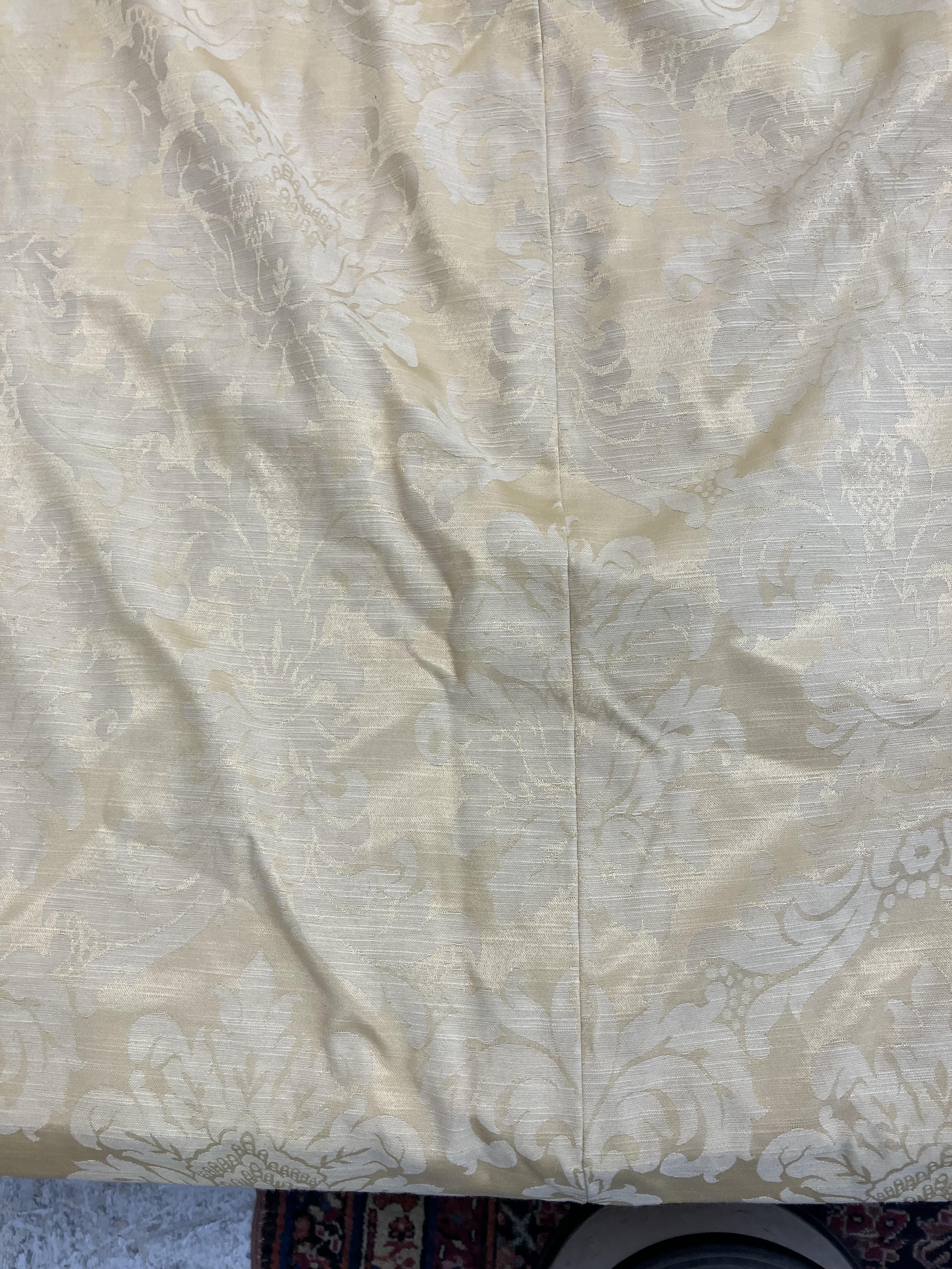 Two pairs of plain gold silk interlined curtains with fixed triple pencil pleat headings 222 cm - Image 2 of 21