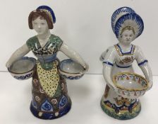 A late 19th/early 20th Century French faience figural double salt inscribed to base "Calais - 651"